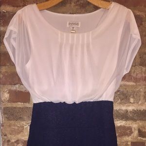 White & Navy Blue Dress